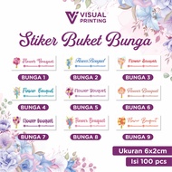 Stiker Label Buket Bunga / Stiker Buket Bunga Custom Nama Sendiri / Stiker Flower Bouquet