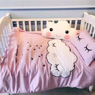 【預購】H - 棉質+磨毛！雲朵雨：嬰兒床款＊床單三件組(尺寸：被套110*140/床單120*150/枕套30*50*1)_免運。