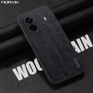 [NORVIK] Hard Cover for VIVO IQOO Z9 5G/iQOO Z9 Turbo Nature Wood Grain Leather Phone Case Shockproo