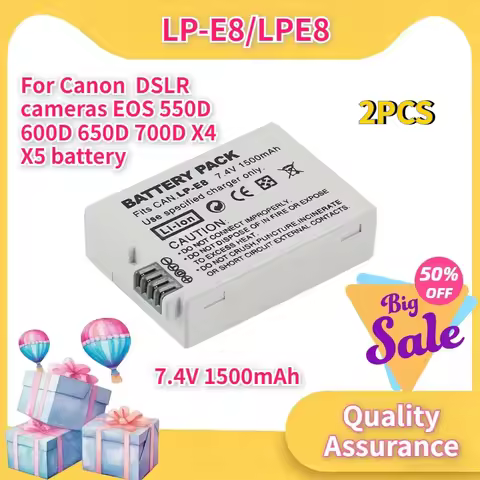 7.4V 1500mAh Compatible with Canon LP-E8/LPE8 battery for DSLR cameras EOS 550D 600D 650D 700D X4 X5