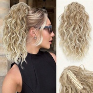 Big Claw Clip Ponytails Medium-Long Small Wave Ponytail Hair Extension Synthetic Wigs For Women Dail