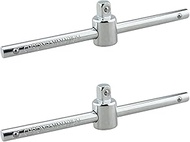 TAODAN 2PCS 1/4 Inch T Handle Wrench Length Adjustable Sleeve Silver Chrome Vanadium Steel Hand Tool