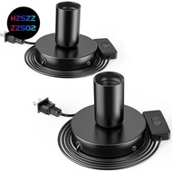 2Pcs Polished Metal Desktop/Hanging Light Bulb Socket E26/E27 Lamp Base, Screw Light Bulb Extension 