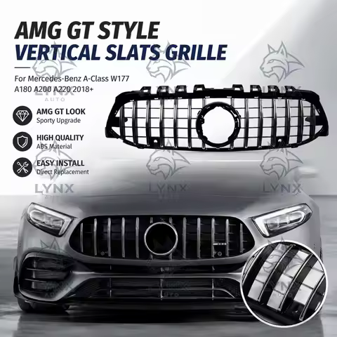 Front A200 AMG Grille For Mercedes-Benz A-Class W177 A180 A200 A220 2018+ AMG GT Style Vertical Slat