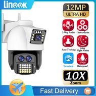 Linook YOOSEE กล้องวงจรปิด 3 เลนส์ 12MP HD กล้องวงจรปิดหมุนคืนอินฟราเรด IP66 การเฝ้าระวังเสียงสองทาง