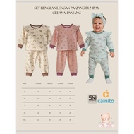 RENGLAN 3pcs cainito baby oblong suit long sleeve rumbay long pants full print motif RENGLAN cute pr