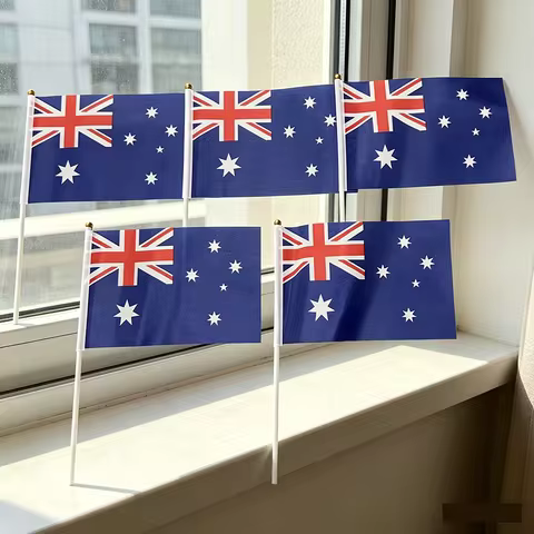 Australia Flag 14x21cm Polyester Australia Hand Waving Flag for Activity/Parade/Sports/Home Decorati
