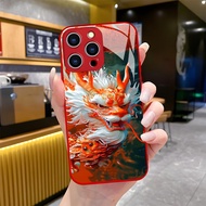 Red Dragon Casing OPPO A93S Find X6 X5 X3 Pro Reno 8Z 7Z 8T 6Z 5Z 2Z 9 8 7 Lite 6 5 7SE 4SE 10 Pro+ Pro Plus Tempered Class Case A78 A53 A11S A11X A9 A5 A9X K9 K9s R17 Trendy Cover