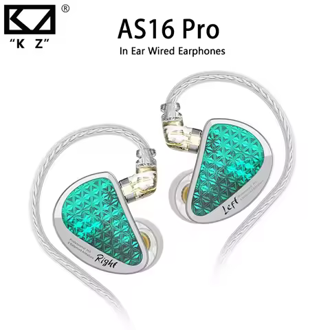 KZ AS16 Pro 16BA Balanced Armature in Ear Earphones HIFI Monitor Headphones Noise Cancelling Earbuds