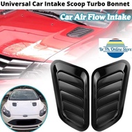 Car Intake Scoop Turbo Bonnet Vent Hood Air Vent Trim Cover Gloss Black 02PCS Universal