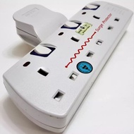 3 Gang T - Adaptor 3 pin plug Extension with Neon indicator Sirim Approved