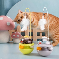 Cat Missing Food Toy Tumbler Interactive Feeding Ball with Feather Teasing Stick Indoor Cat Self-Hap