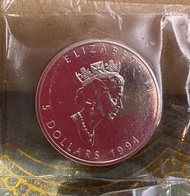 加拿大錢幣1994年女皇加拿大楓葉1安士銀幣全新
