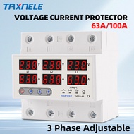 Three phase Voltage Current Relay Protector 63A 100A 220V 380V 3P+N Over Under Voltage Relay Current