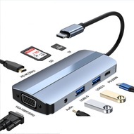 Others - Type-c擴展塢 同顯 適用於macbook蘋果筆記本 usb hub（typec轉hdmi+pd+usb3.0+2.0+sd+tf+vga+Audio）