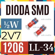 2.7v Zener Diode 0.5w 1206 Diode 2v7 2.7v 2.7 2.7 v 1/2W 1/2 0.5 0.5 w SMD
