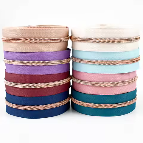 2-10M Meetee 5# RoseGold Nylon Zipper Tapes Backpack Plastic Zippers At The Meter Clothes Closures Z