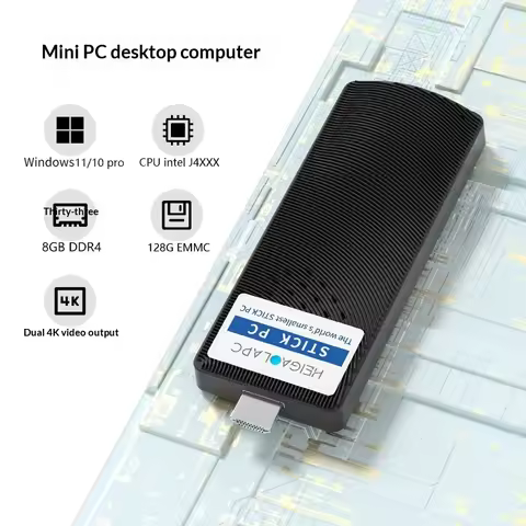 World's Smallest PC Stick – Intel J4125, 8GB RAM, 128GB, Win11 Pro, Dual 4K, Fanless, Pocket-Sized D