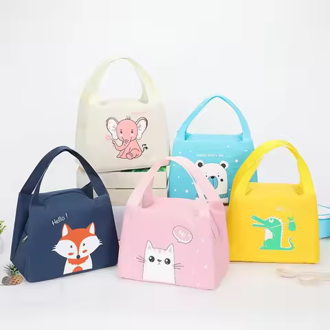 Cute Cat Children's Lunch Box Bag Portable Bento Bag Thermal Insulation Lunch Box Storage Bag Lunch