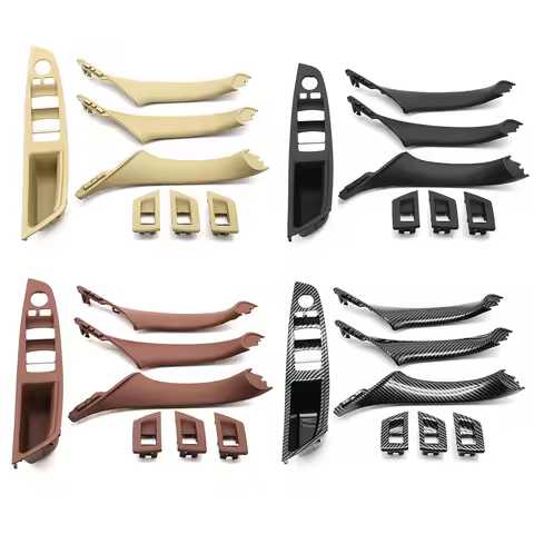 LHD Beige Black Car Interior Door Handle Armrest Panel Pull Trim Cover Set For BMW 5 Series F10 F11 