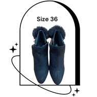 Fur Boots Dark Heels Suede