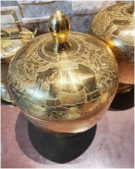 ขัน ร.๕ ฝาจุก 6 นิ้ว ตอกลายช้างทรงเครื่อง ขันทองเหลืองขาเกลียว Premium & Luxury