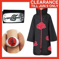 (WITH HEADBAND + RING) Naruto Costume Akatsuki Cloak Cosplay Akatsuki Sasuke Uchiha Cape Itachi Juba