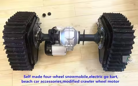 Self made four-wheel snowmobile,electric go kart,beach car accessories,modified crawler wheel motor 