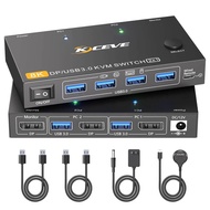 Displayport KVM Switch 1 Monitor 2/4 Computers 8K@60Hz 4K@240Hz,USB 3.0 DP Switch for 2 PC Share Mon