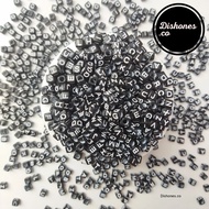 (100 PCS) 6*6 Random Letter Beads / Letter Beads for Bracelets / 6mm Black Beads / Square Letter Bra