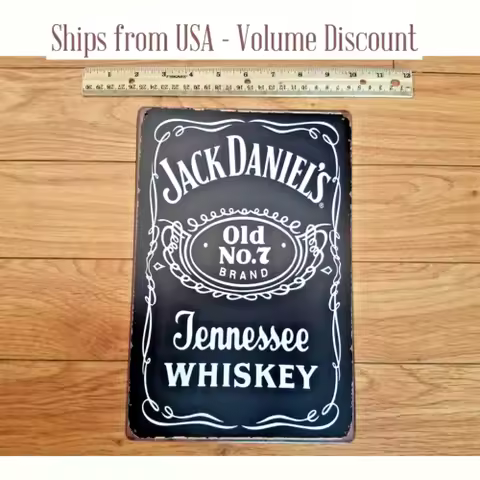 q1,Jack Daniels Whiskey Bottle Label Tin Sign Old No 7 #7 Metal Art Tennessee Retro-Aluminum