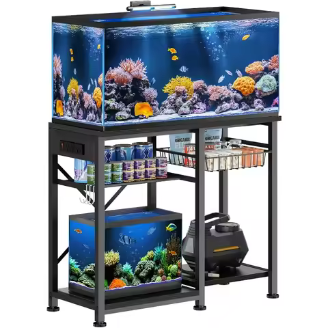 20-29 Gallon Aquarium Stand with 6 ft Power Strip, 5-Tier Metal Frame Fish Tank Stand Tabletop 400lb