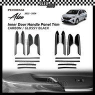 Perodua Alza 2022-2024 Inner Door Handle Panel Trim Carbon Fiber Black Interior Accessories