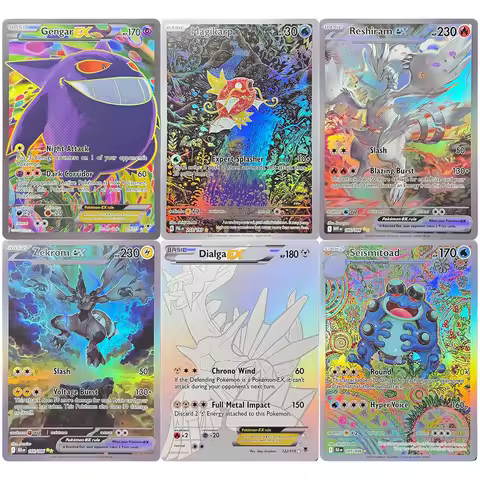 PKM Game holographic Proxy Cards DialgaEX Genesect ex GengarEX Reshiram ex Seismitoad Magikarp Pikac