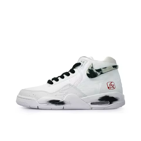 Nike Flight Legacy Maxima Mid top Vintage Basketball Shoes Unisex White Gray BQ4212-101(Team196-)