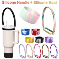 Protective Silicone Boot Water Bottle Handle Set for Stanley Quencher 40oz 30oz Tumbler & for IceFlo