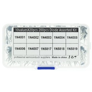 x20 Rectifier 10Values 200pcs Diode Schottky Assortment Electronic Kit 1N4001~1N4007 1N5817 1N5818 1