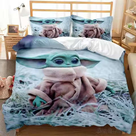 Bedding Set Anime Yoda Baby Double Twin Full Queen King Kids Bedclothes Duvet Cover Pillowcase Decor