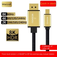Kabel Warcraft Mini DP ke DP 1.4 Mini DisplayPort Thunderbolt Port Komputer riba 2K 144Hz Kabel DP 2