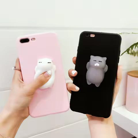 Squishy 3D Toys Phone Cat Case For Samsung Galaxy A5 2017 A6 A7 2018 A8 2018 A9 2018 S6 S7 S8 Plus C