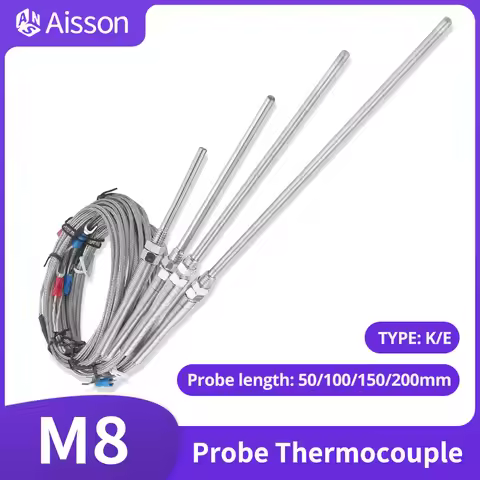 M8 Screw Probe Thermal Thermocouple 50mm 150mm 100mm 200mm K E J PT100 TYPE 1/2/3/4/5m Industrial Ov