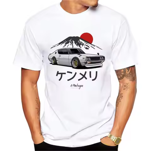 Funny Skyline GTR Kenmeri Design T-Shirt Summer Fashion Men T Shirt Cool Car Print Boy White Tops Ma