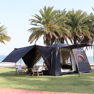 Double Layer Black Glue Camping Tent 8-10 People Outdoor Wilderness Two Bedroom One Living Room Yurt