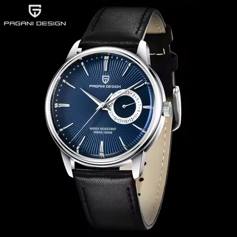 PAGANI DESIGN Men's Quartz Watch TMI VH65 Movement Genuine Leather Strap 100M Waterproof Luminous Lu
