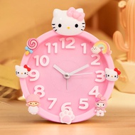 Hellokitty Pink Wall Clock Ultra-Silent Quartz Clock Texture Clock Sliding Pointer Clock Living Room Clock High-Value Clock