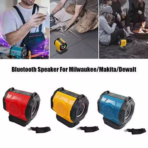 Bluetooth Speaker For Milwaukee/Makita/Dewalt/Bosch 18V 20V Battery With USB Type-C Port Charge Play