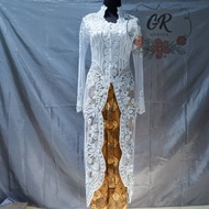 White Wedding Ceremony Kebaya Dress with Sequins, Ijab Kabul