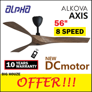 Alpha ALKOVA AXIS 56 inch Ceiling Fan DC Motor with 8 Speed Remote Control 3 Blades (Oak)