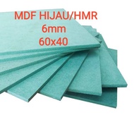 HIJAU Green MDF board/HMR 6mm (60x40)cm, HMR green MDF wood board, plywood