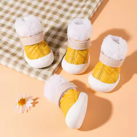4Pcs/Set Pet Dog Shoes Winter Warm Shoes for Small Medium Dogs Anti-slip Puppy Rain Snow Boots Footw